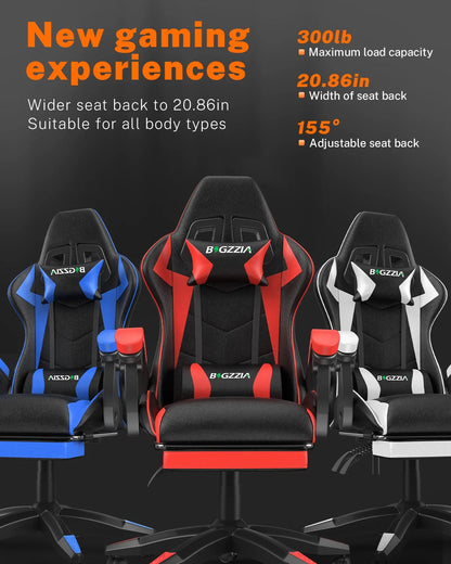 Bigzzia Gaming Chair with Footrest, Gaming Chair for Adult with Headrest and Lumbar Support,Red