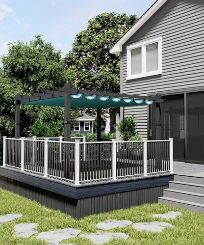 Outdoor Aluminum Pergola with Retractable Canopy, Reinforced 4-Sided Base, Waterproof & UV-Resistant Adjustable Roof, Modern Design for Patio, Deck, Backyard, and Garden