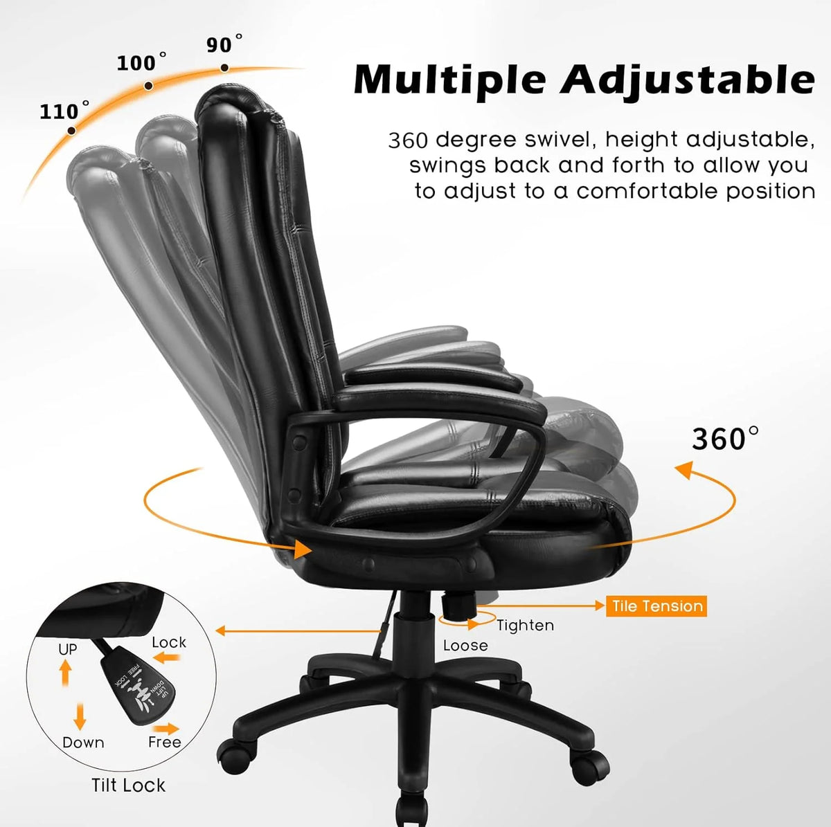 Bossin Big and Tall Home Office Computer chair for Adults, High Back Desk Chair for Heavy Duty 400 LBS