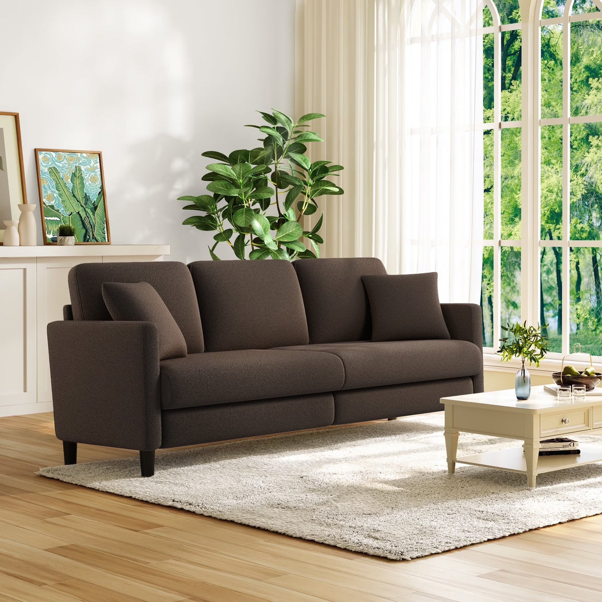 Domusensus Sofas for Living Room, 82" Loveseat Sofa, Couches for Living Room Included 2 Pillows, Teddy Fleece Love Seat Couches, Small Couch, Blue