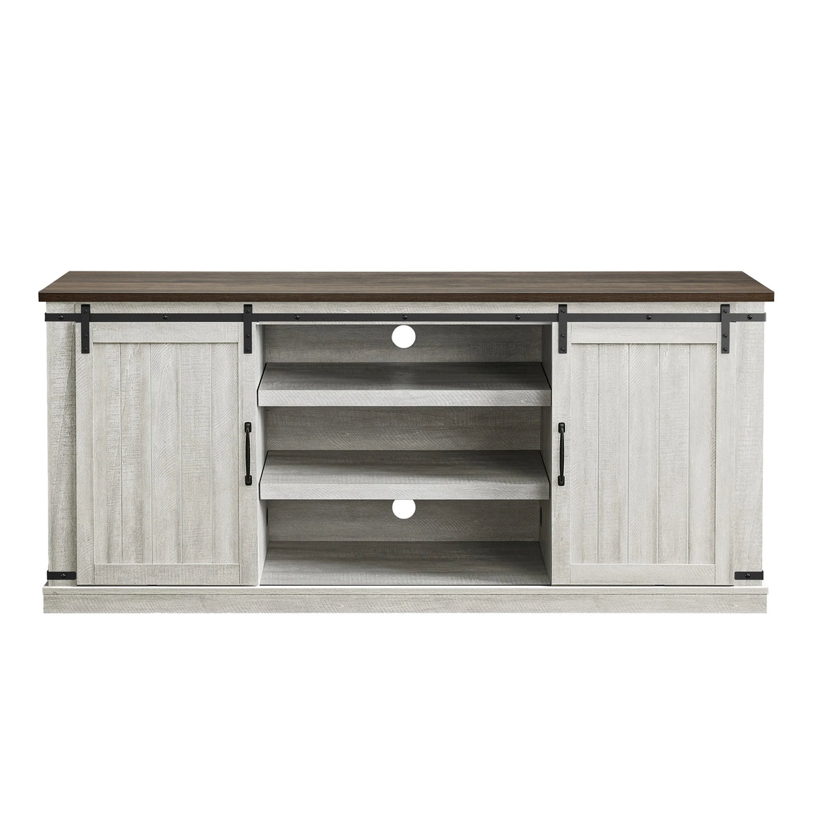 FESTIVO Farmhouse TV Stand for 75" TV, Entertainment Center, Sliding Barn Door TV Stand, 68 inch TV Console Table, Home Living Room Media Console with Adjustable Shelf - Off White