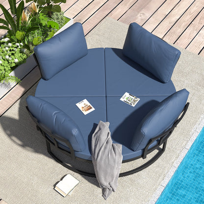 AECOJOY Metal Patio Furniture Set 73" Outdoor Conversation Set Patio Sectional Sofa Couch with Removable Cushions in Beige