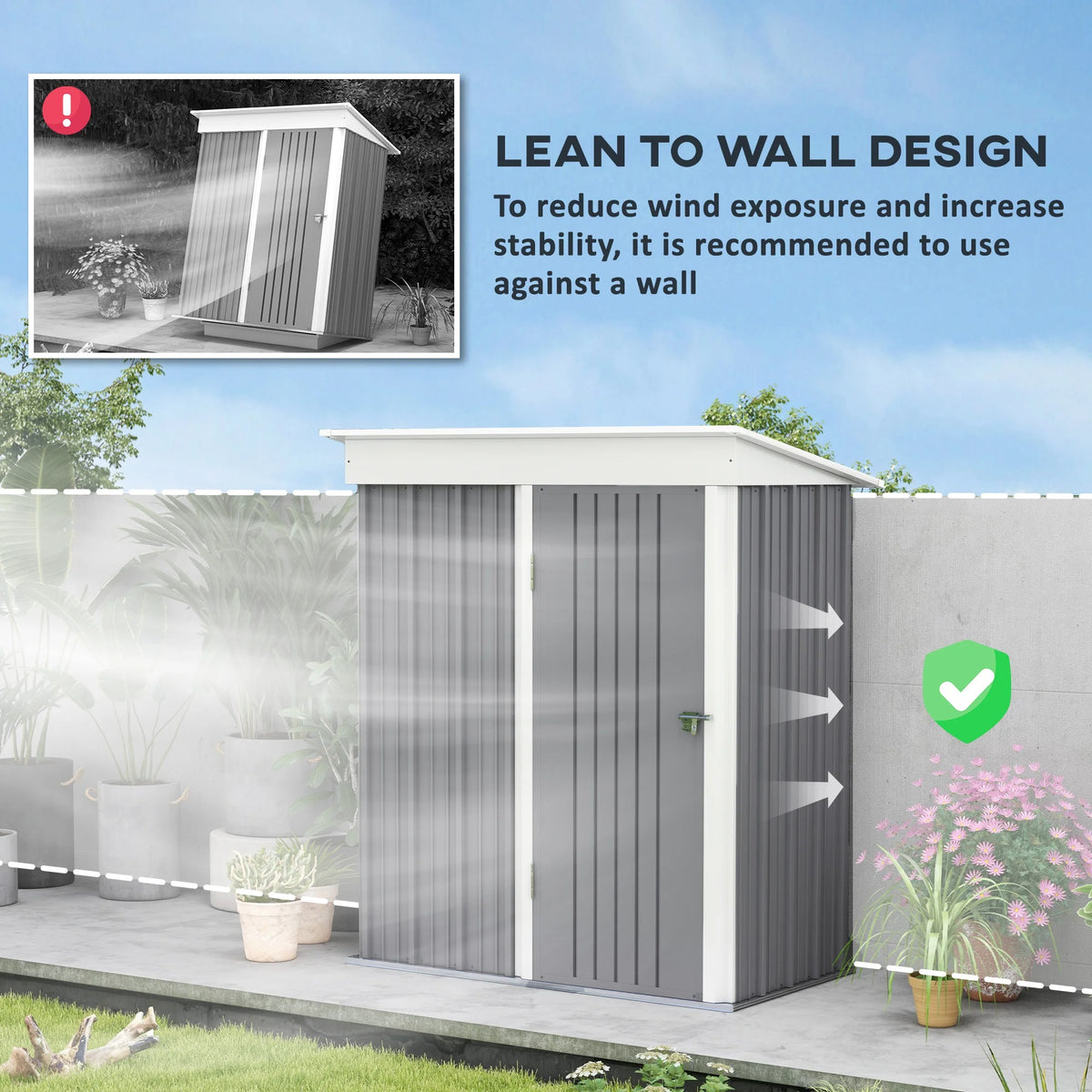 Outsunny 4.6' x 9' Metal Outdoor Storage Shed, Garden Utility Tool House with Double Lockable Doors for Backyard, Patio, Lawn, Garage, White