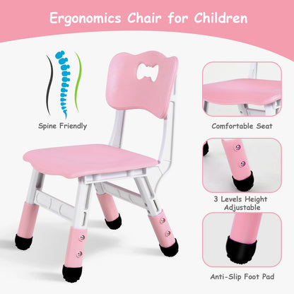 LAZY BUDDY Kids Table and 4 Chairs Set, Height Adjustable Toddler Desk with Graffiti Desktop, Kids Activity Table Set for Daycare, Home