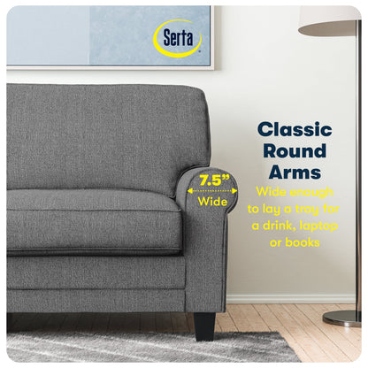 Serta Copenhagen 78" Rolled Arm Sofa with Removable Covers Dark Brown
