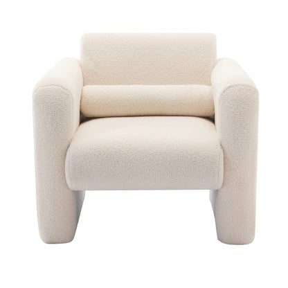 Euroco Modern Accent Chair Lambskin Sherpa Fabric Upholstered Comfy Reading Arm Chair Soft Padded Armchair with Back and Pillow,Burnt Orange