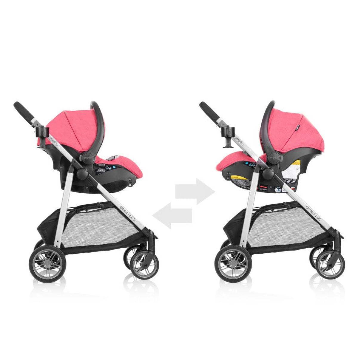 Evenflo Omni Plus Modular Travel System with LiteMax Sport Infant Car Seat, Mylar Gray, Unisex