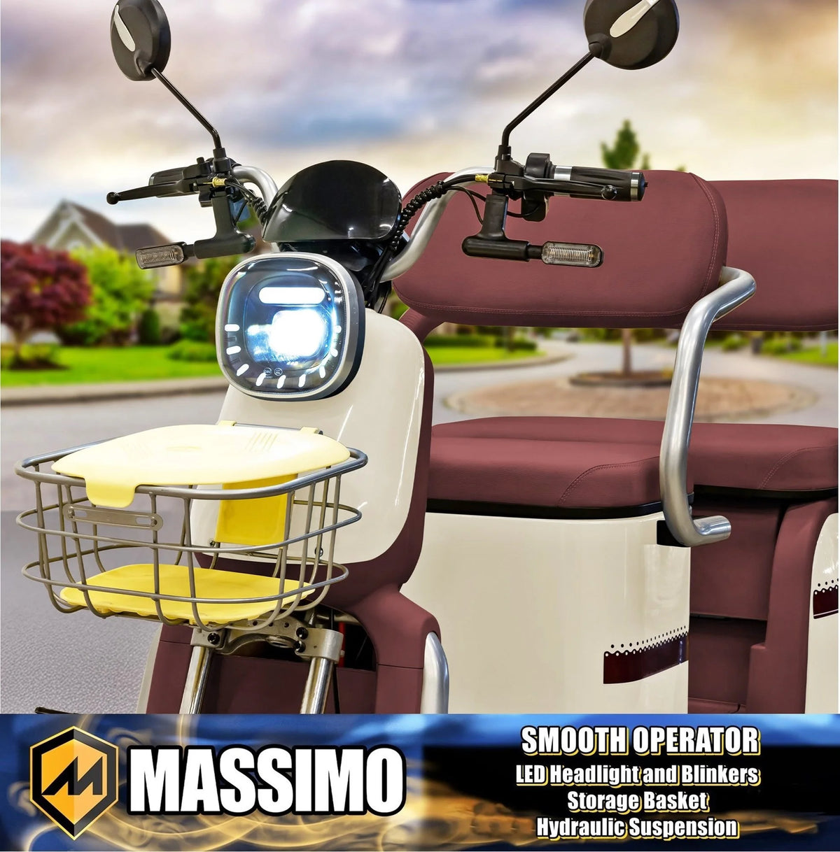 Massimo MGC E-Trike 3-Wheel Electric Cart – 17 MPH, 2-Seater Adult Scooter – Blue