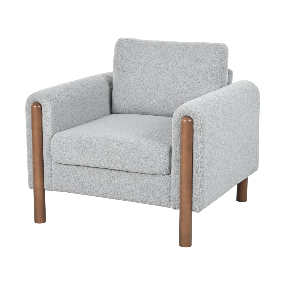 Oversized Accent Chair, Upholstered Living Room Chairs Single Sofa Chair with Walnut Legs, Curved handrail, Green