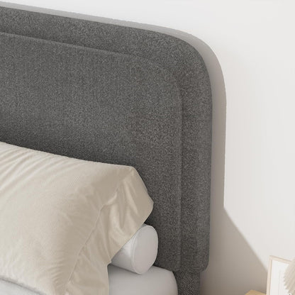 4 EVER WINNER Twin Size Bed Frame, Modern Bed Frame with Headboard, Boucle Fabric Upholstered Bed Frame, Soft Curved Headboard, Cream