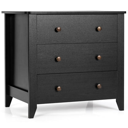 Gymax 3 Drawer Dresser Chest of Drawers Bedside Table for Living Room Bedroom Espresso