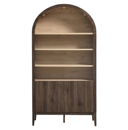 Modway Nolan 74" Tall Arched Storage Display Cabinet Bookshelf in Black