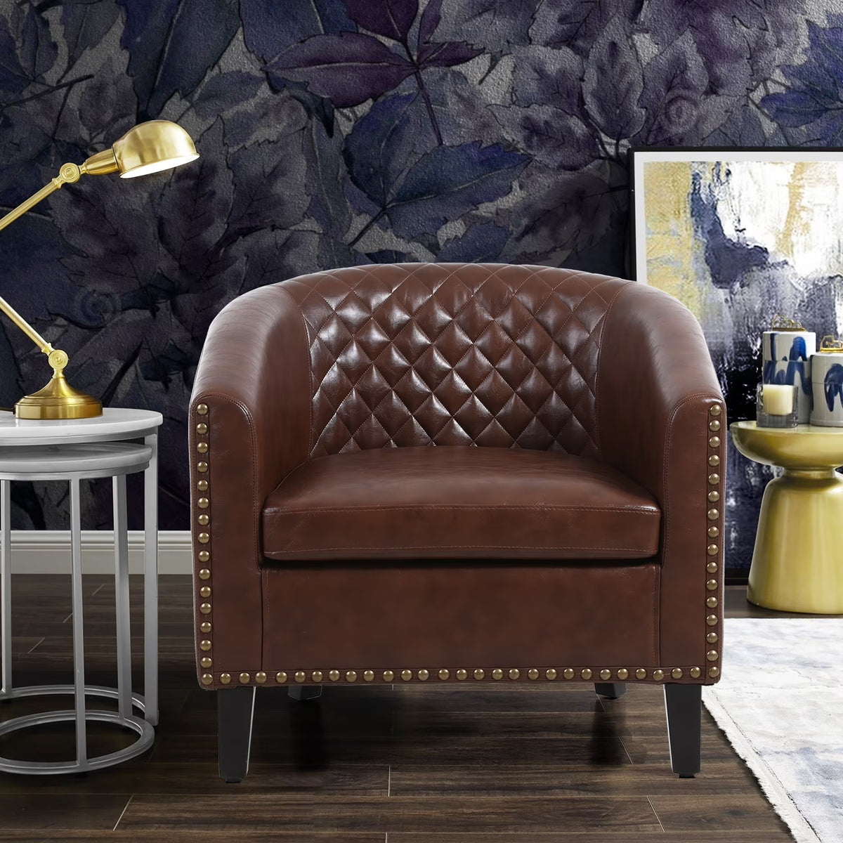 Comfortable Upholstered Armchair, Recliner Chair, Armchair with Wide Armrest,PU Leather Club Chair for Living Room, Club or Office, Single Chair ,Orange.