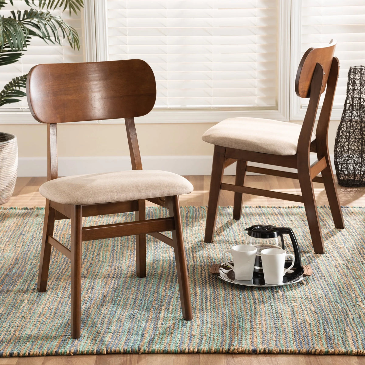 Baxton Studio Euclid Dining Chair, Set of 2, Sand