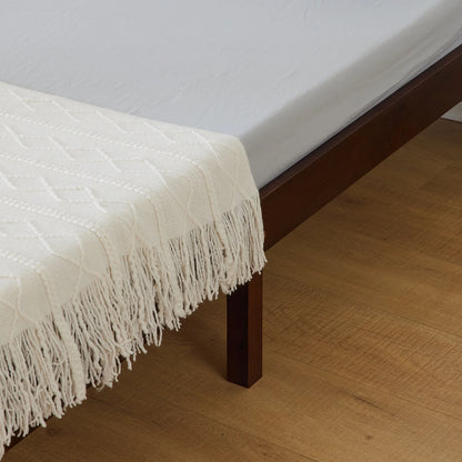 12 Inches Wood Platform Bed Frame Twin Size, Solid Wood Mattress Foundation with Strong Wood Slat Support