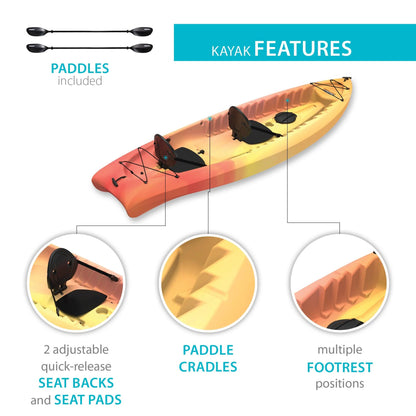 Lifetime Envoy 10.5 Ft. Sit-on-Top Tandem Kayak, Sunset Fusion (91260)