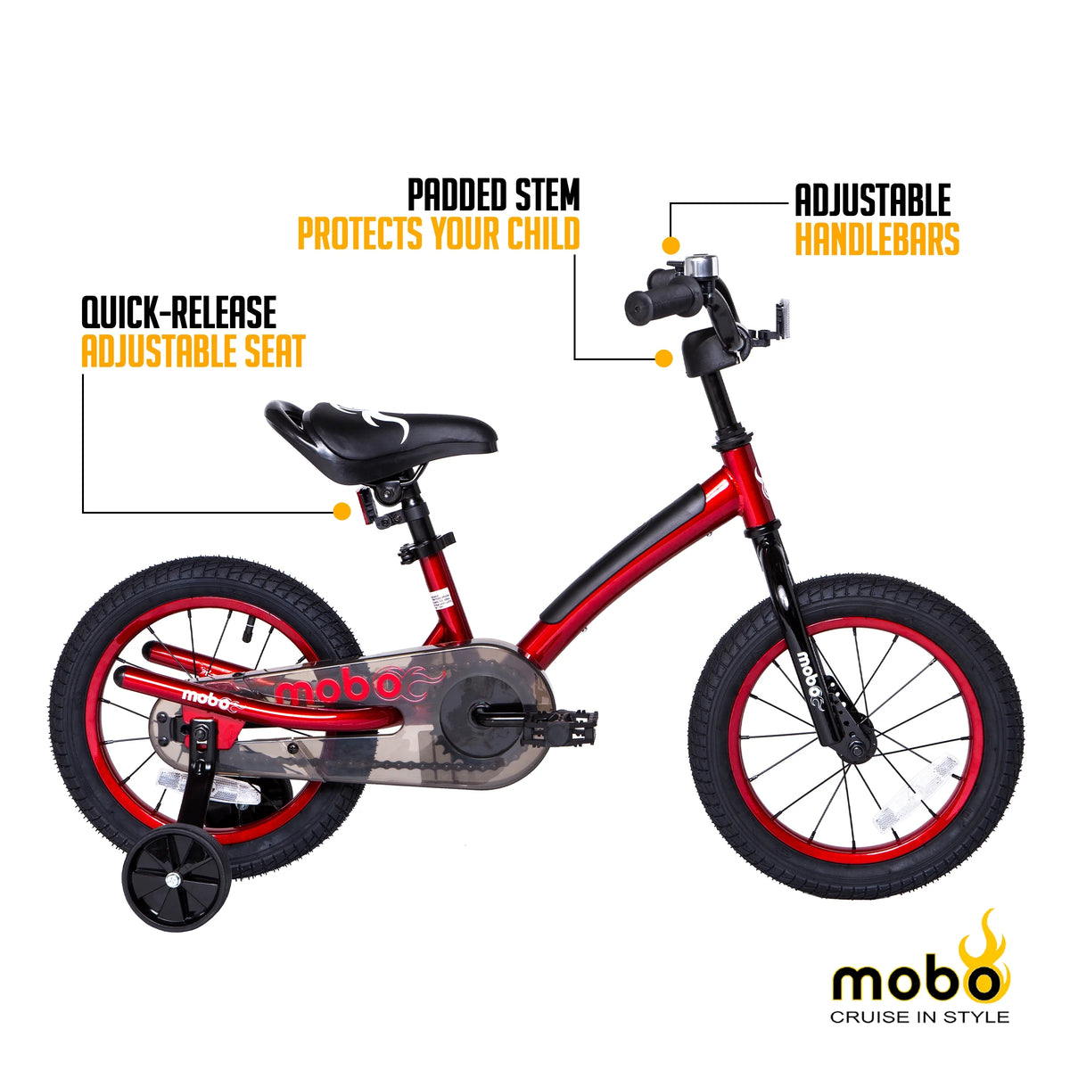 Mobo First Boy's 14" Kids Bike, Ages 3-5 Years Old, Red
