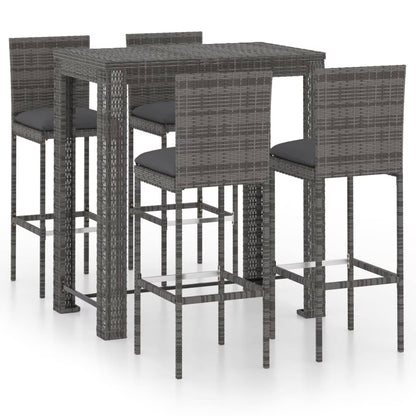 vidaXL Patio Bar Set Outdoor Bistro Set Bar Stool Bistro Table Poly Rattan