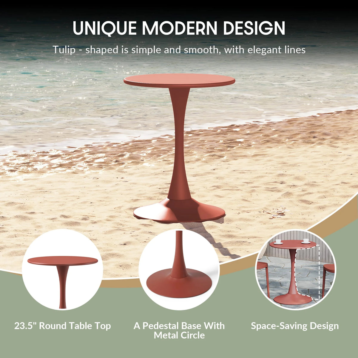 WestinTrends Playa 3-Piece Outdoor Round Metal Dining Table Set And Stackable Resin Patio Dining Side Chairs, Olive Green