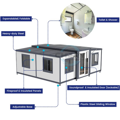 Portable Mobile Expandable Prefab House 15 x 20ft,Exquisitely Designed Modern Villa Prefab House for Live,Work