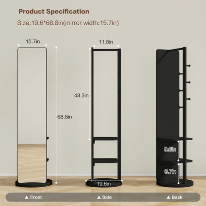 Full-Length Mirror on Rubber Wood Frame 65.7 x 17.7 Inches Ideal for Dressing Rooms and Living Spaces for Versatile Use