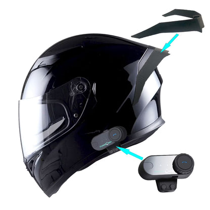 1Storm Motorcycle Modular Full Face Flip up Dual Visor Helmet + Spoiler + Motorcycle Bluetooth Headset: HJK316 Mechanic Red