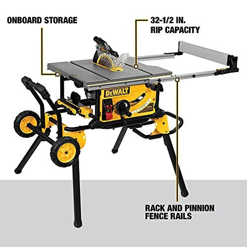 DEWALT 10 Inch Table Saw, 32-1/2 Inch Rip Capacity, 15 Amp Motor, With Rolling
