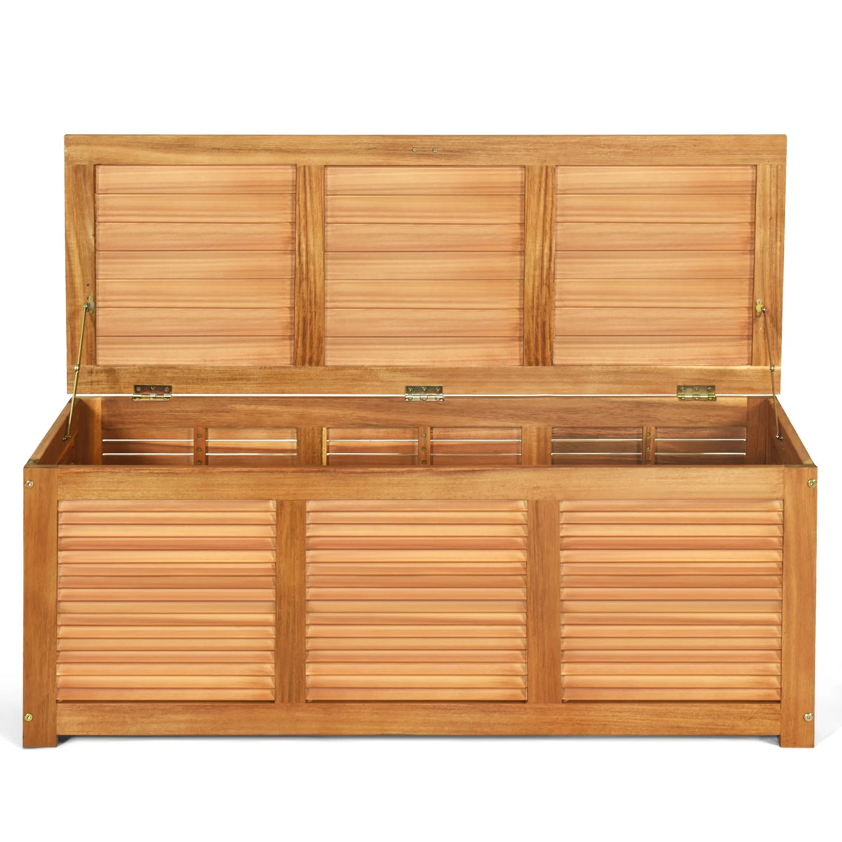 Gymax Acacia Wood Deck Box 46 Gallon Garden Backyard Storage Bench Container