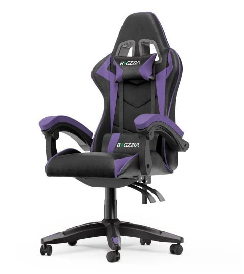 Bigzzia Gaming Chair Office Chair, Ergonomic Game Chair with Headrest & Lumbar Pillow, Black