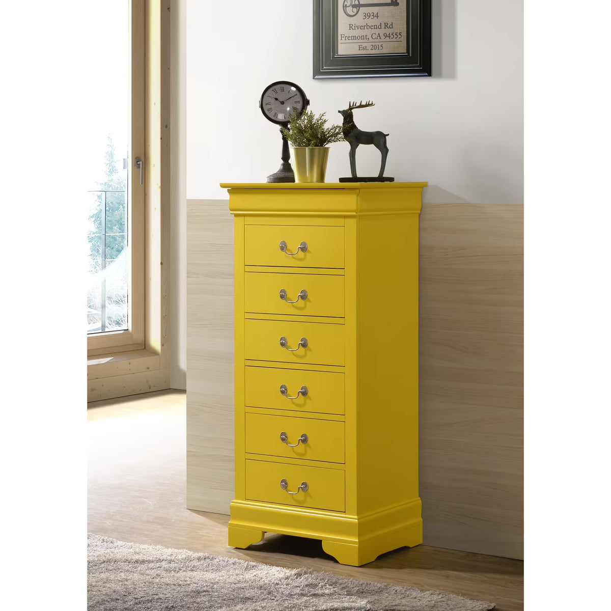 Glory Furniture Louis Phillipe 7 Drawer Lingerie Chest in Cherry