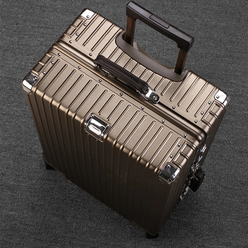 All Aluminum Magnesium Carry on Luggage Airline Approved, Hardside Carry on Suitcase with TSA Lock, Zipperless Luggage Checked Luggage Metal Rolling Luggage for Travel, Business