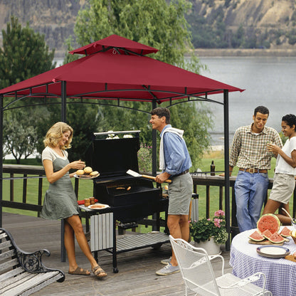 MASTERCANOPY 8' x 5' Grill Gazebo Outdoor BBQ Gazebo Canopy with LED Lights for Patio, Brown