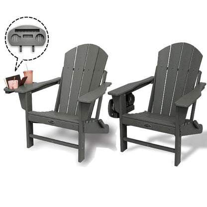FOOWIN HDPE Plastic Adirondack Chairs Set of 4, Black