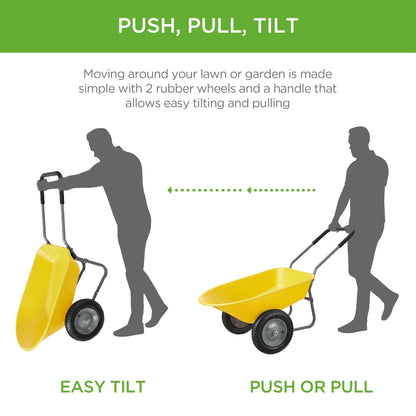 Best Choice Products Dual-Wheel Home Wheelbarrow Yard Garden Cart for Lawn, Construction - Green