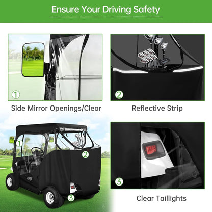 10L0L 2 Passenger Golf Cart Enclosures Fit EZGO TXT RXV, Waterproof Driving Cover Black Golf Cart Accessories