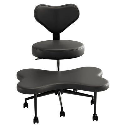 Pinmoco Ergonomic Cross Legged Swivel Chair, Adjustable Height and Teddy Fabric, Meditation& ADHD Chair with Back Support, Home and Office, Off White
