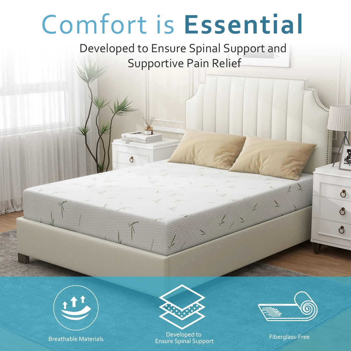 6'' Twin Size Memory Foam Mattress with Cover Breathable Bed Mattress in a Box, CertiPUR-US, Made in USA