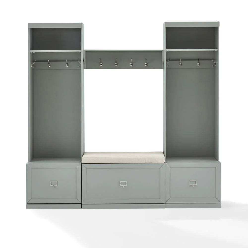 Crosley Furniture Harper 4Pc Entryway Set White - Bench, Shelf, & 2 Hall Trees