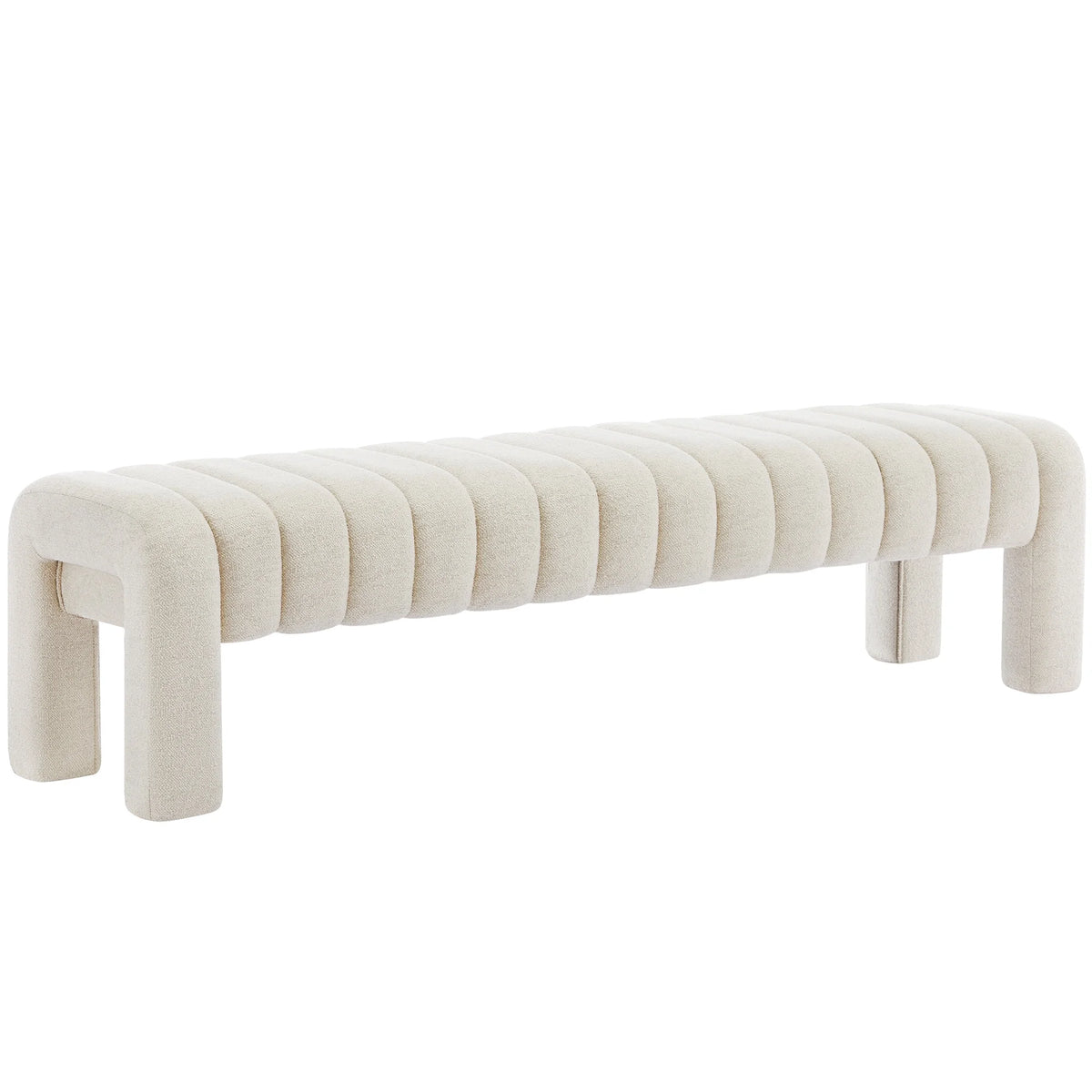 Zesthouse 63�� End of Bed Bench, Linen Tufted Upholstered Ottoman Bench with Padded Seat and Solid Wood Leg, Modern Entryway Bench for Bedroom, Living Room, Beige