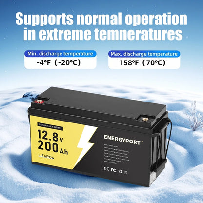 2pack 12V 200Ah LiFePO4 Battery, Built-in 200A BMS, Rechargeable Deep Cycles DIY Battery, 2560Wh Lithium Battery for Off-Grid and Home Solar System, Marine, Trailer, RV