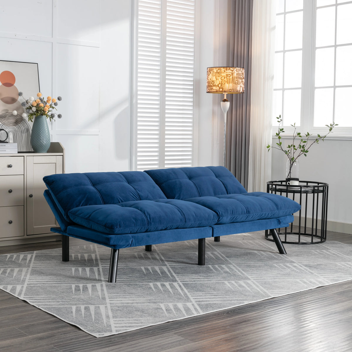 PAPROOS Convertible Sofa Bed, Folding Futon Sofa Bed, Upholstered Sofa Bed Couch, Loveseat Sleeper Sofa for Small Space, Apartment, Living Room, Cream
