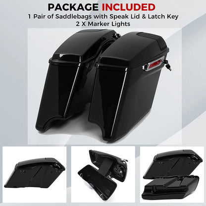 Kojem Hard Saddle Bags for 1993 - 2013 Harley Road King Glide Vivid Black Lockable Saddlebags