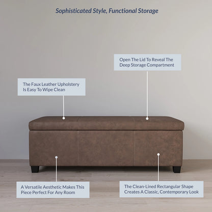 BELLEZE Storage Ottoman Bench Footstool - Amherst (Beige)