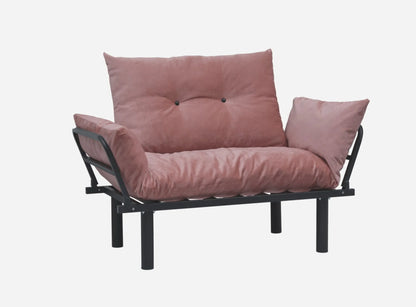 JINS&VICO Futon Love Seats with Adjustable Backrest, 2 Seat Convertible Sofa for Living Room, Small Space, Offices, Dorm, Studio,Sofa Chair(Pink)