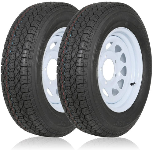 WEIZE ST175/80D13 Trailer Tires With 13" White Wheel - 5 on 4-1/2 - Load Range C, 6PLY, Set Of 2