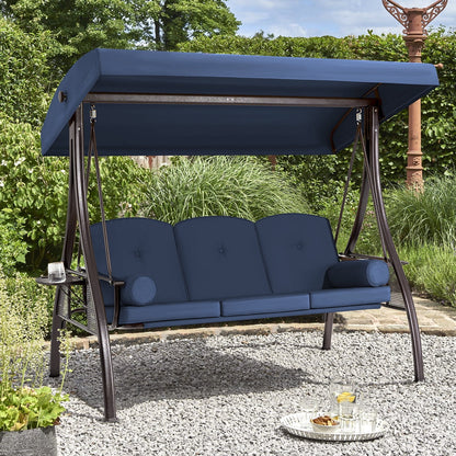 Homrest 3 Person Patio Outdoor Porch Swing with Adjustable Canopy, Backrest, Swing Bed with Stand for Garden,Deck