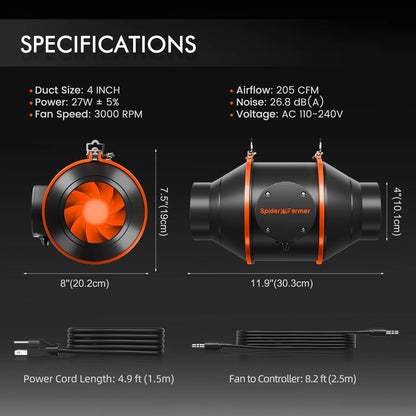 2025 Spider Farmer 2��x2�� Smart Complete Grow Tent KitحSF1000 301H EVO Full Spectrum LED Grow Lightح4�� Ventilation System with Speed ح Controller With RJ12 portح6�� Clip on fan