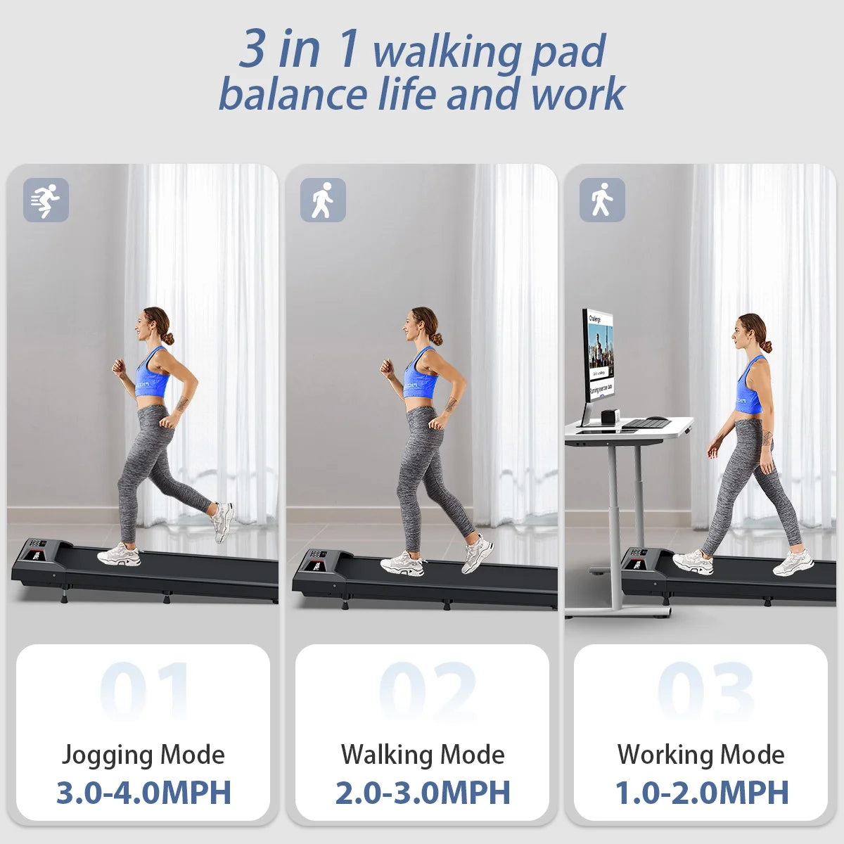 Walking Pad Treadmill,YZRUN Under Desk Treadmill 2.5 HP Portable Treadmills for Home, 265 lbs Capacity (Black Red)