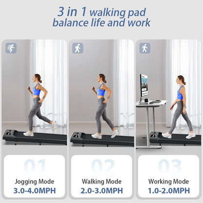Walking Pad Treadmill,YZRUN Under Desk Treadmill 2.5 HP Portable Treadmills for Home, 265 lbs Capacity (Black Red)