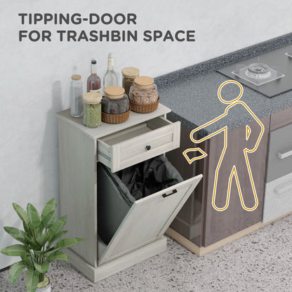 HOMCOM Kitchen Tilt Out Trash Bin Cabinet, Free Standing Recycling Cabinet